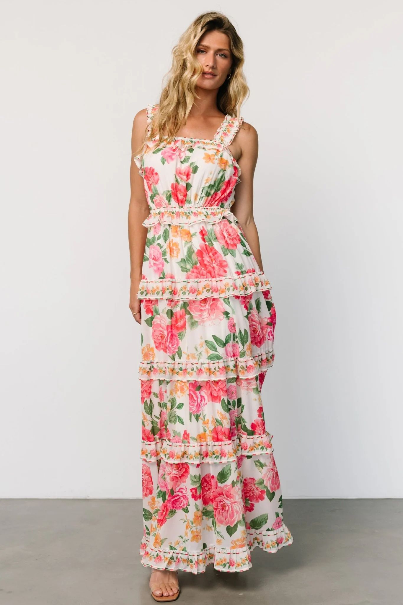 Julieta Tiered Maxi Dress | Off White Floral | Baltic Born