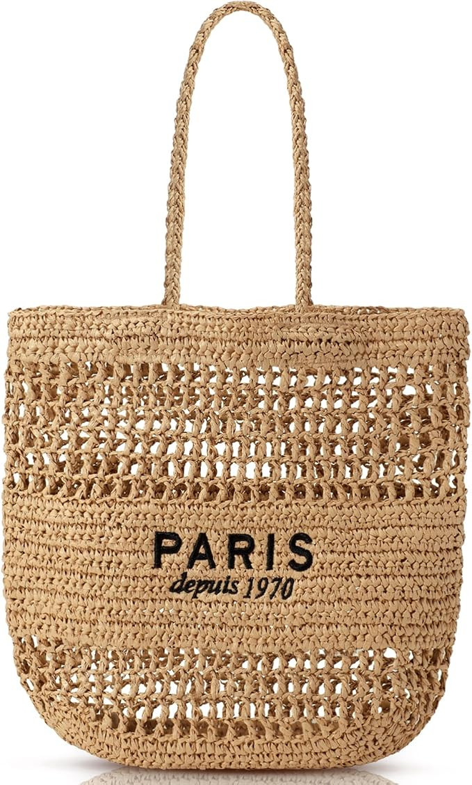 Pleneal Beach Bags for Women - Women Beach Tote Bag, Summer Mesh Hollow Straw Tote Bag for Holida... | Amazon (US)