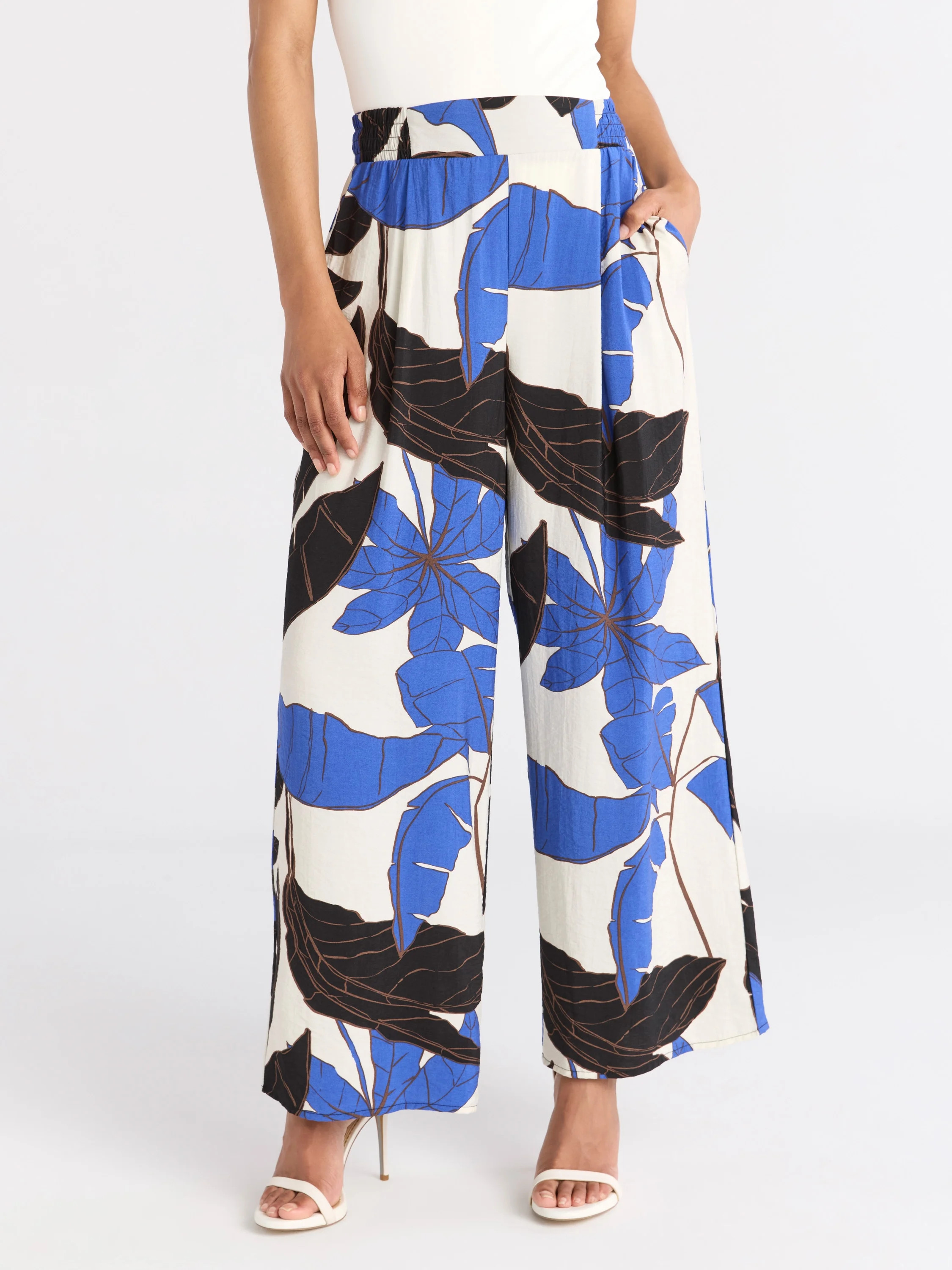 Sofia Jeans Women's Drape Wide Leg Pants, 27" Inseam, Sizes XS-XXXL | Walmart (US)