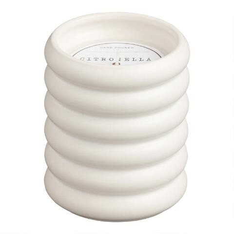 Matte White Ceramic Ring Citronella Candle | World Market