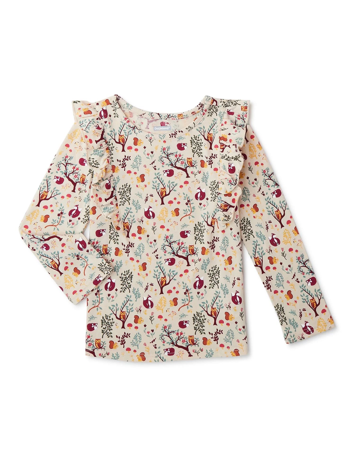 Garanimals Baby and Toddler Girls Long Sleeve Ruffle T-Shirt, Sizes 12 Months-5T - Walmart.com | Walmart (US)