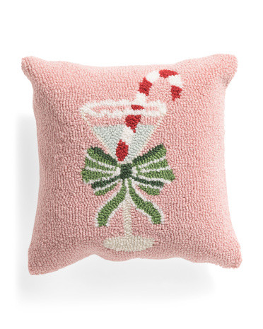 14x14 Martini Glass Hooked Pillow | TJ Maxx