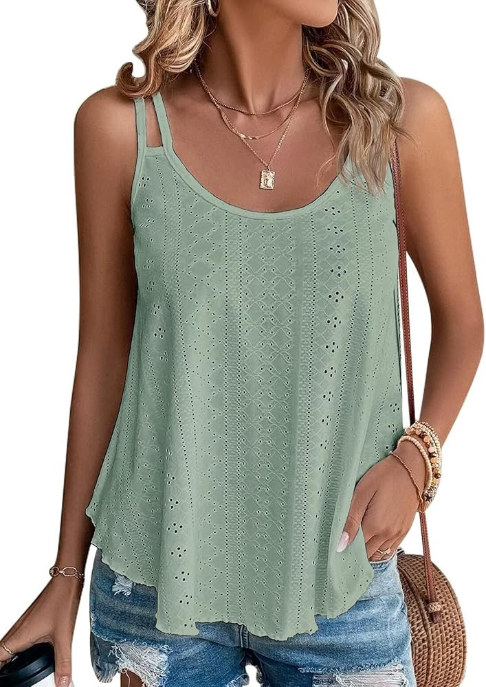 ATHMILE Women's Tank Tops Sleeveless Summer Top Spaghetti Strap Spring Shirt Loose Fit Beach Vaca... | Amazon (US)