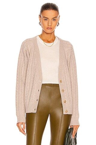 CO Cropped Cable Knit Cardigan in Taupe | FWRD | FWRD 