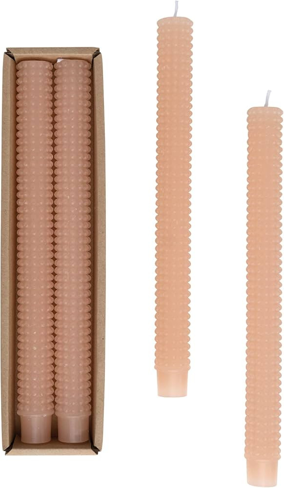 Creative Co-Op Unscented Hobnail Taper Box, Set of 2, Nude Candles, 1" L x 1" W x 10" H, Pink, 2 ... | Amazon (US)