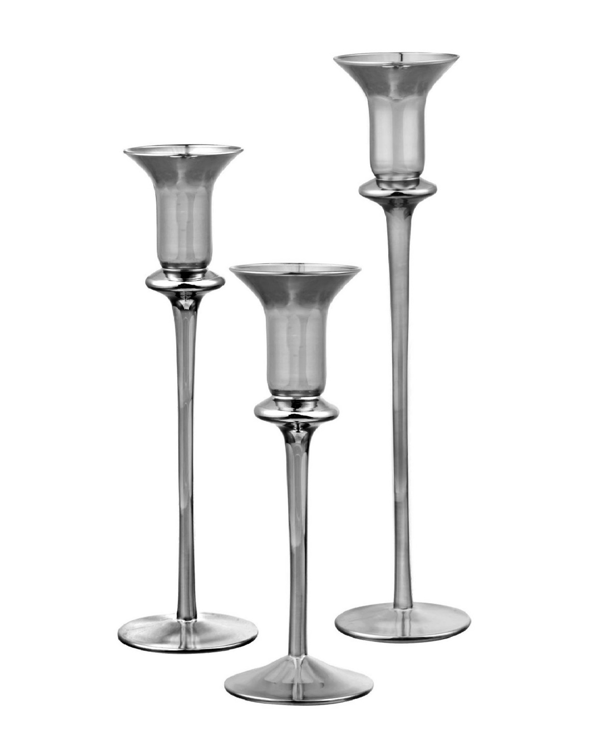 Qualia Glass Argent Glass Candlesticks, Set Of 3 | Macys (US)