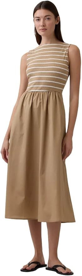 GAP Women's Knit to Woven Boatneck Dress | Amazon (US)