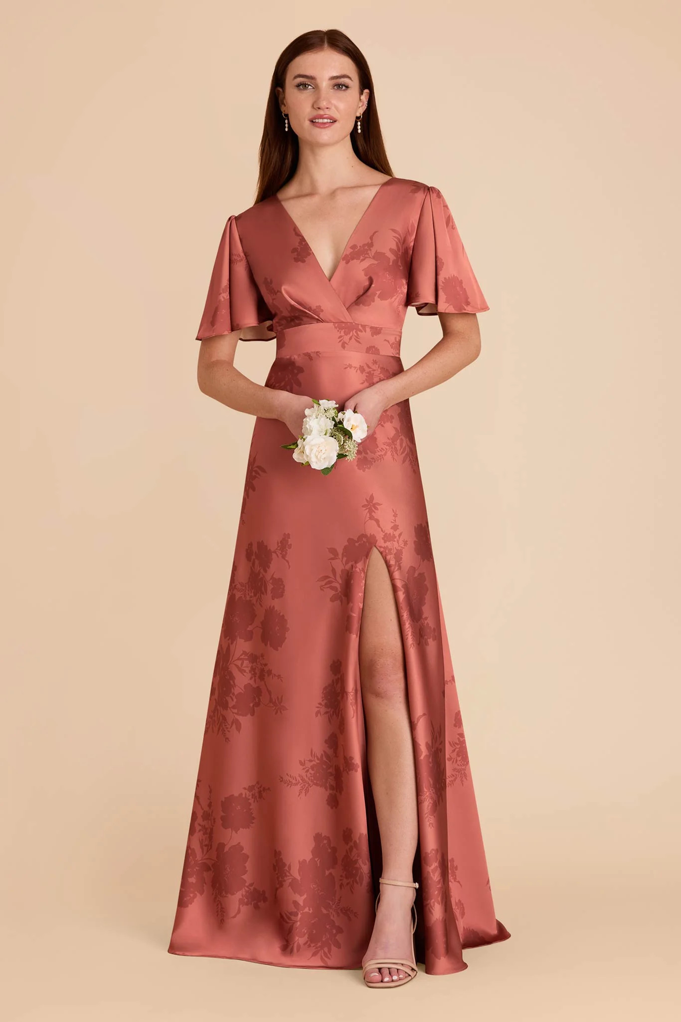 Marni Wild Rose Whimsical Blooms Satin Slit Dress  | Birdy Grey | Birdy Grey