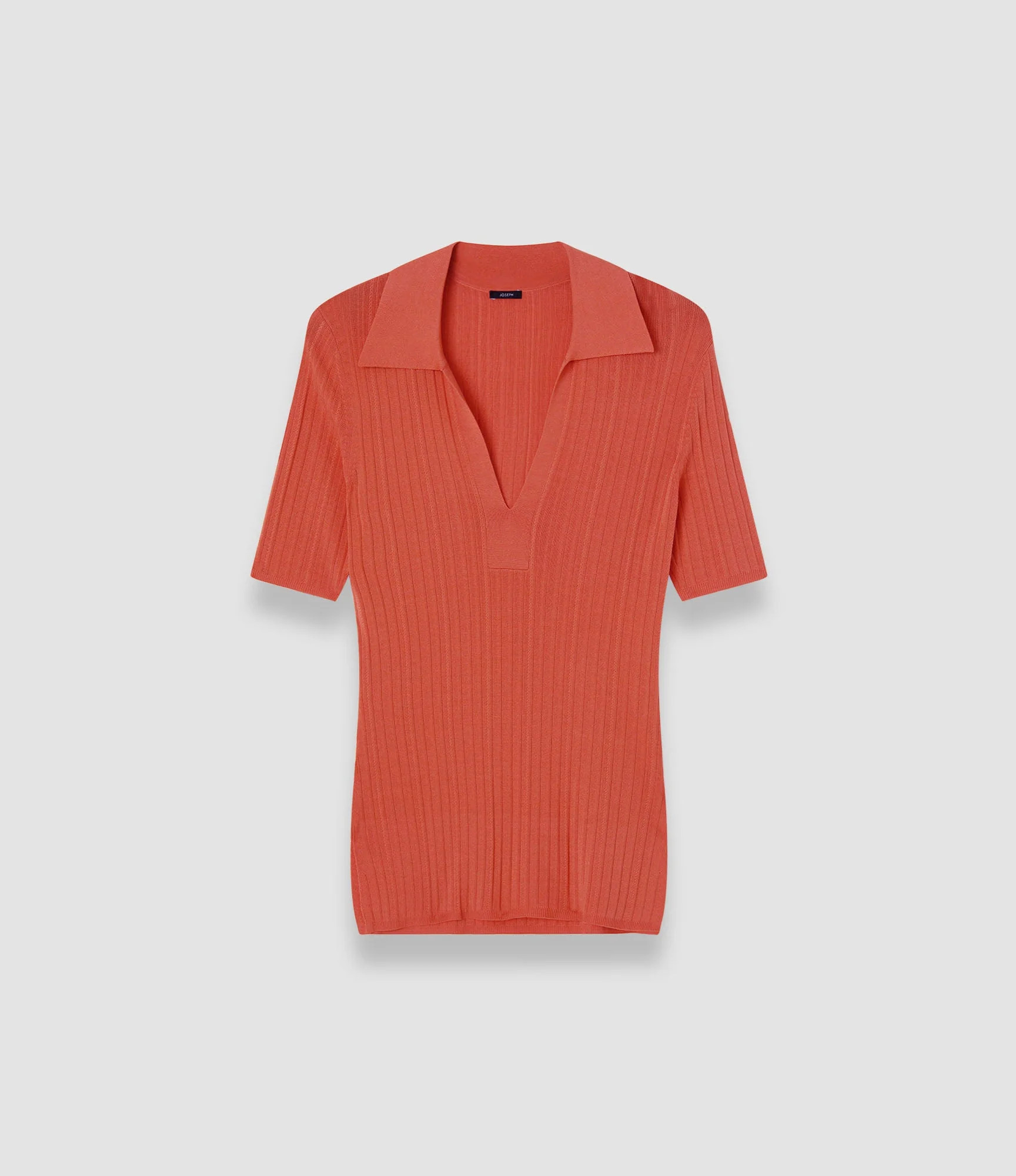 Viscose Rib Knit Polo Top | Joseph