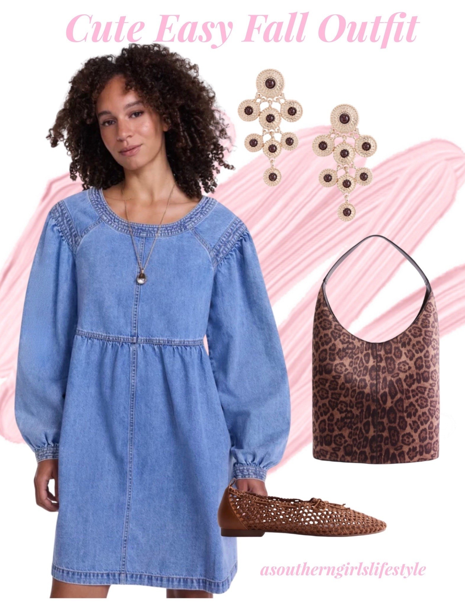 Pulled together without having a lot of layers or add ons - cause sometimes you just want simple cute & simple. New Scenario

New Denim Dress, Gold Tone Faux Stone Earrings, Faux Suede Leopard Bucket Bag & Knit Bow Flats

Walmart Fall. Fall Outfits Women. Business Casual Workwear. Fall Dress. Fall Style. #LTKPetite

#LTKSeasonal #LTKootd #LTKxWalmart
