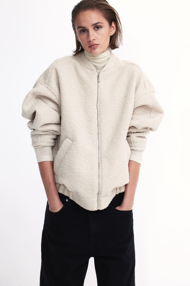 Oversized Teddy Fleece Bomber Jacket | H&M (US + CA)