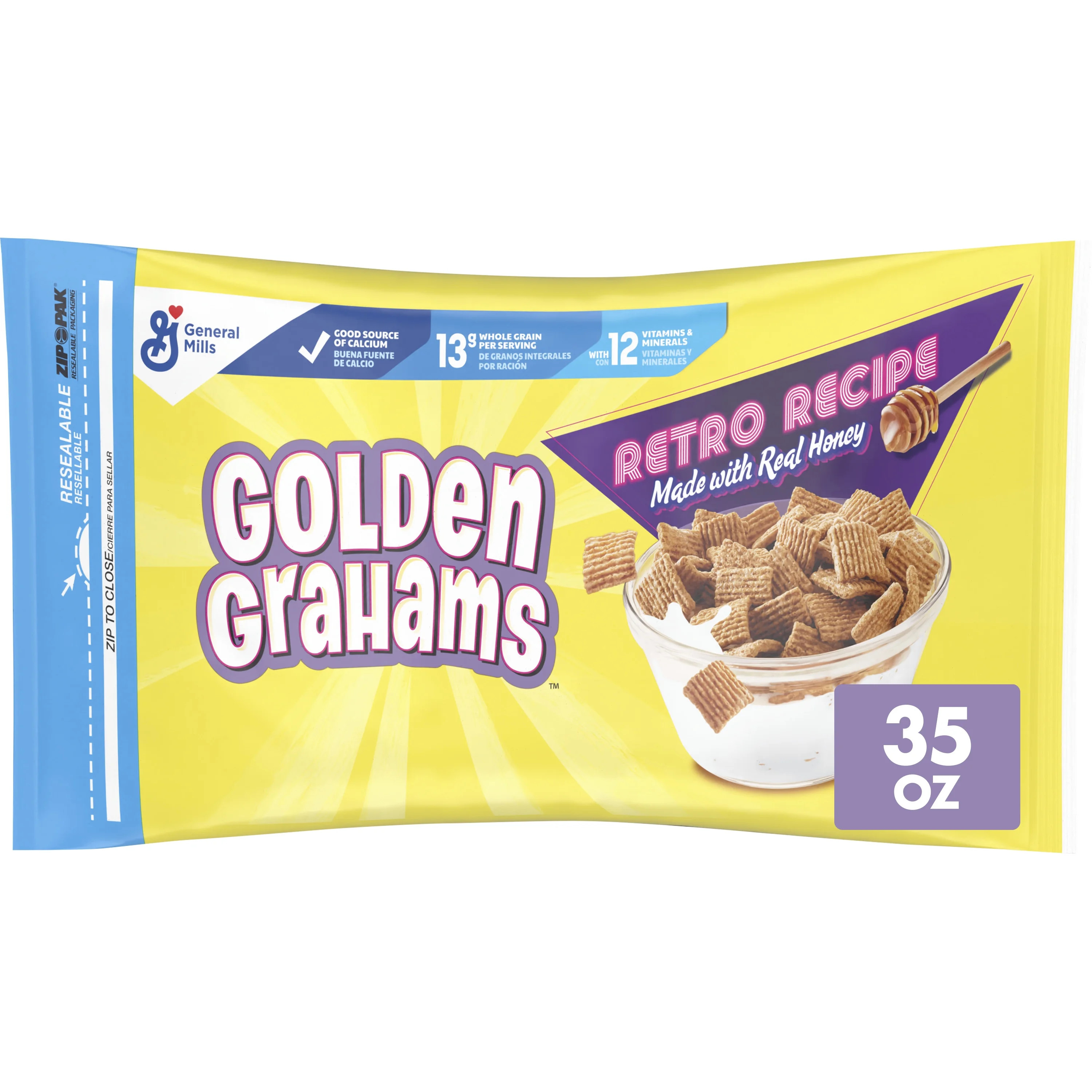 Golden Grahams Breakfast Cereal, Graham Cracker Taste, Whole Grain, Value Size, 35 oz Cereal Bag | Walmart (US)
