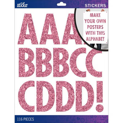 Sticko Alphabet Stickers - Futura Regular XL, Pink Glitter, 116pcs | Target