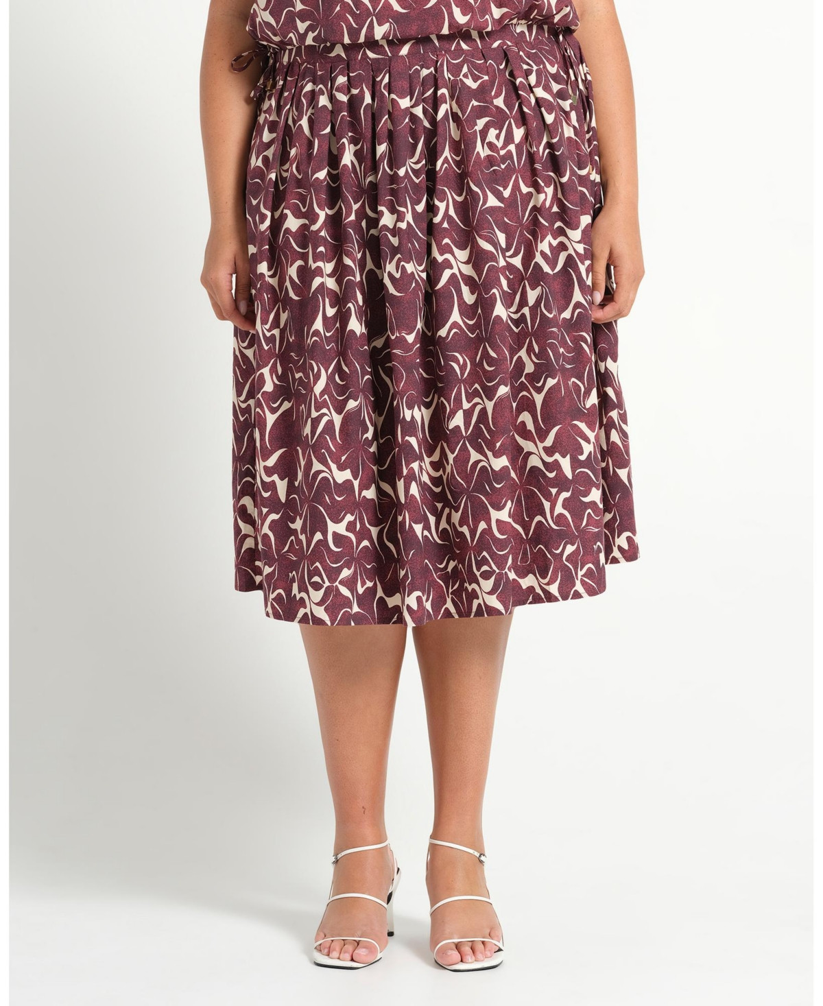 Estelle Plus Size Brinley A-line Pleated Print Midi Skirt - Orchid | Macy's