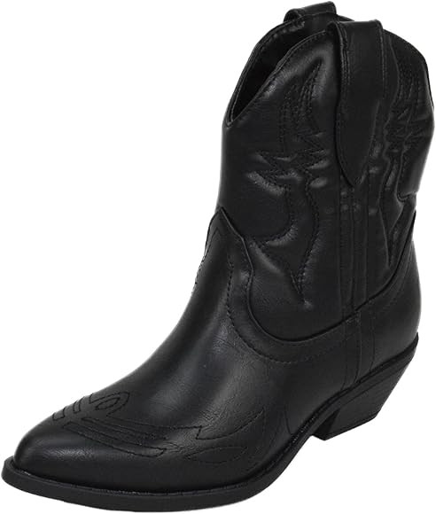 Soda Women Cowgirl Cowboy Western Stitched Ankle Boots Pointed Toe Short Booties Rigging-S | Amazon (US)