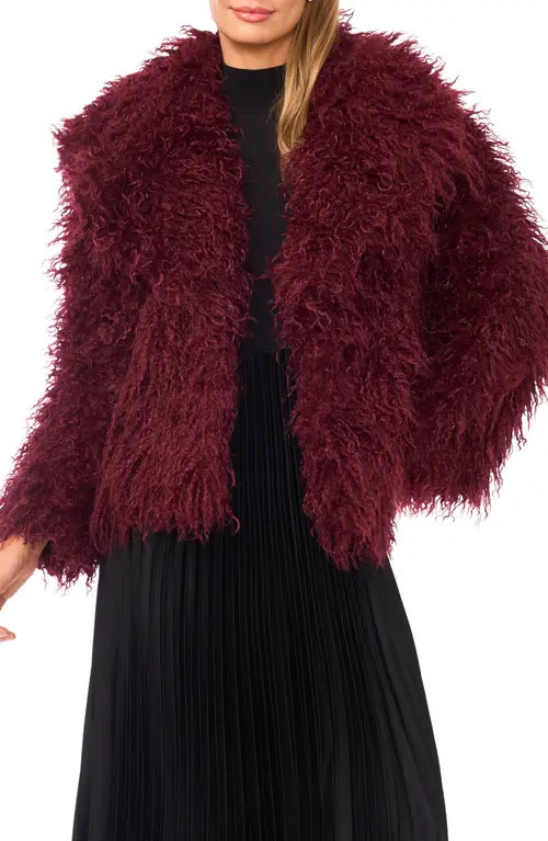 halogen(r) Faux Fur Jacket in Burgundy at Nordstrom, Size Xx-Small | Nordstrom