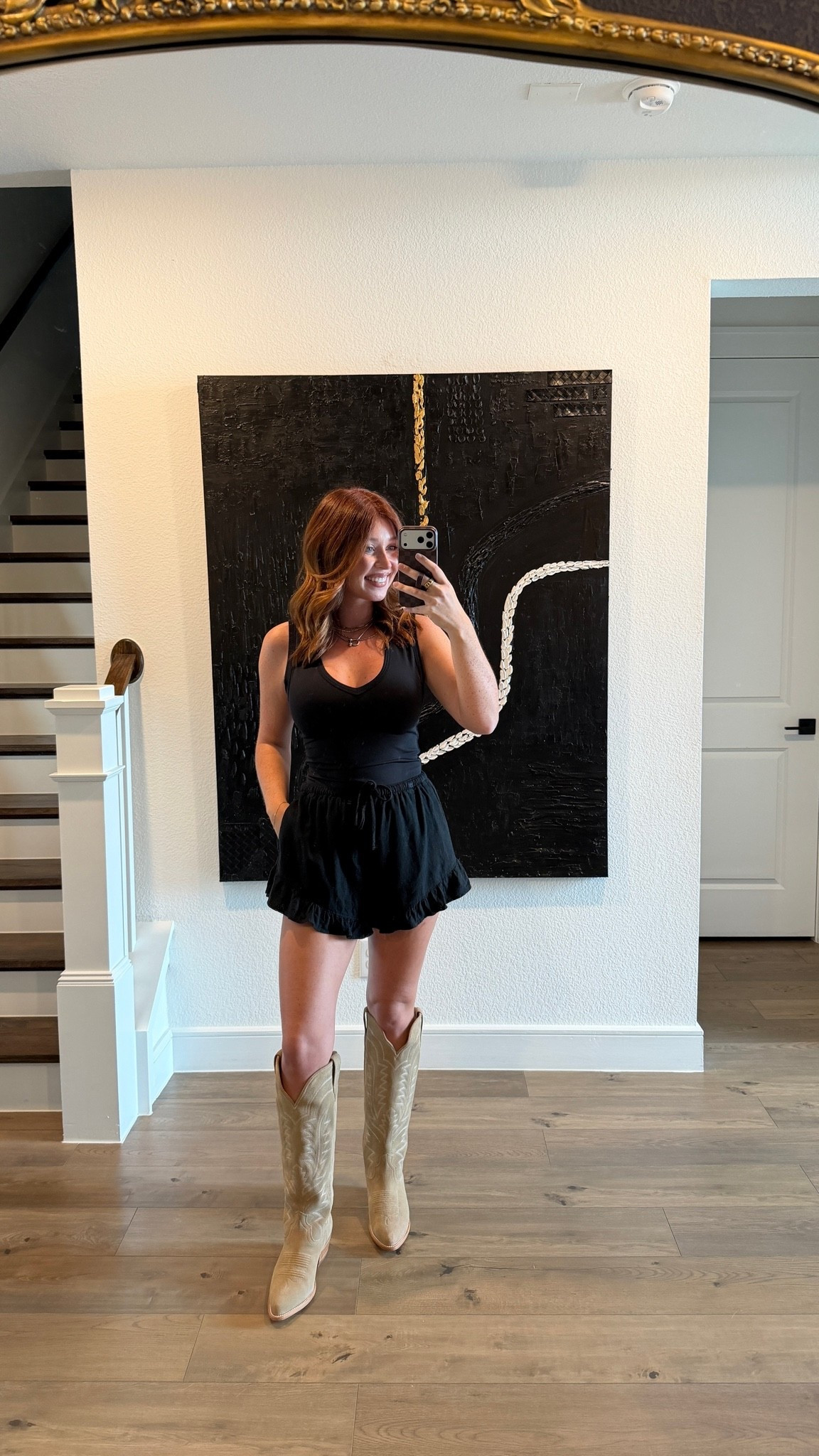 last date night in TX so I had to break out the Tecovas 

size M in tank & shorts

#LTKootd