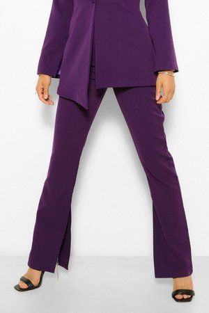 Tailored Split Hem Straight Pants | Boohoo.com (US & CA)