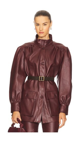 Bardot Clements Faux Leather Jacket in Burgundy. - size XL | Revolve Clothing (Global)