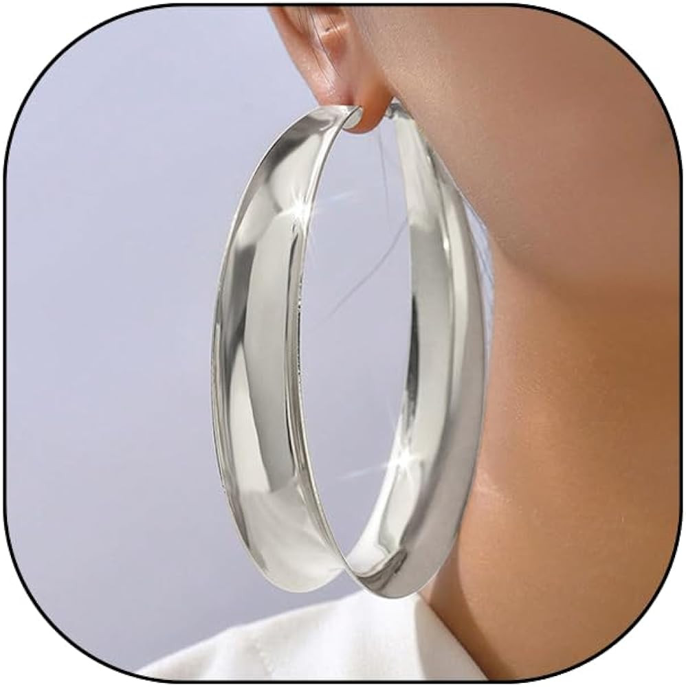 Chunky Gold Hoop Earrings Big Large Thick Hoops Earrings Statement Hoop Dangle Earring for Women ... | Amazon (US)