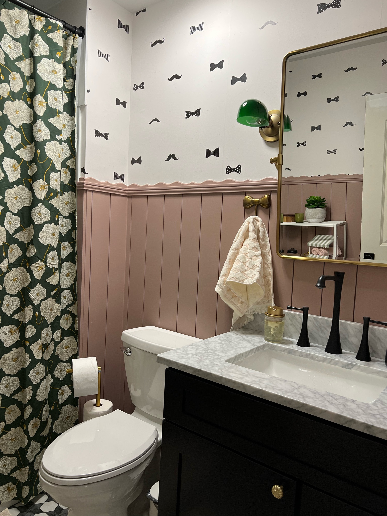 Decorate your bathroom both feminine and masculine to make it perfect for everyone. Guest #bathroom. #Vintage vibe. #pink 

#LTKstyletip #LTKU #LTKhome