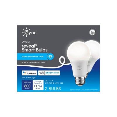 GE CYNC 2pk Reveal Smart Light Bulbs, White, Bluetooth and Wi-Fi Enabled | Target