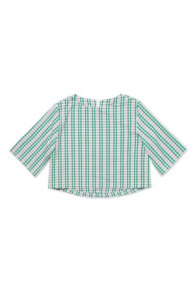 Boxy Mom Crop - Green & Pink Plaid | Shop BURU