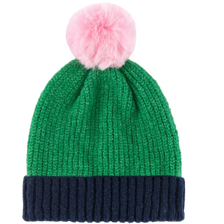 Shiraleah Lilibet Green and Blue Knit Beanie with Pom | Target