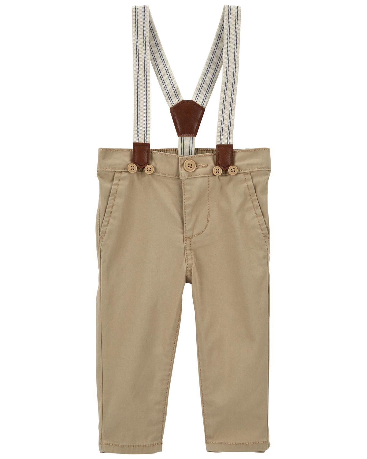 Khaki Baby Twill Suspender Pants | carters.com | Carter's
