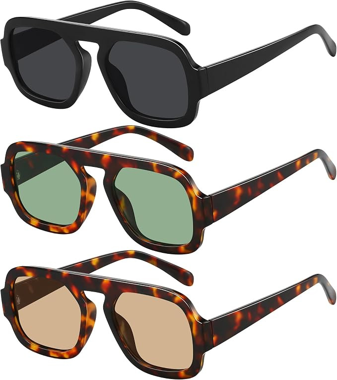Square Aviator Sunglasses Womens - Trendy Sun Glasses for Women Men UV Protection Lightweight Com... | Amazon (US)