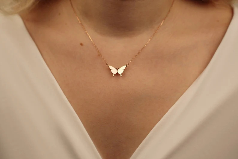 Butterfly Necklace, Initial Necklaces, Gold Butterfly Necklaces, Silver Butterfly Pendant, Butter... | Etsy (US)