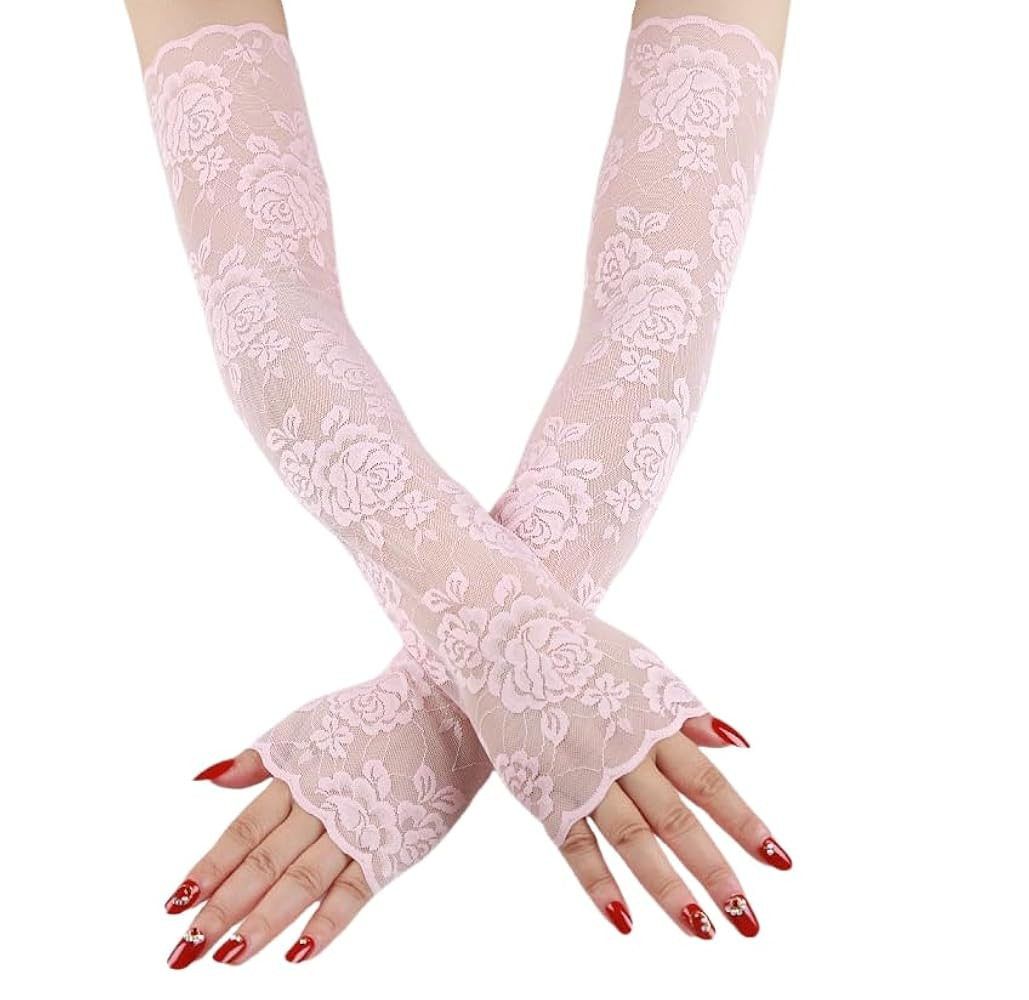Specell Women's Lace Long Gloves Fingerless Floral Gloves Bridal Prom Glove For Wedding Party Tea... | Amazon (US)