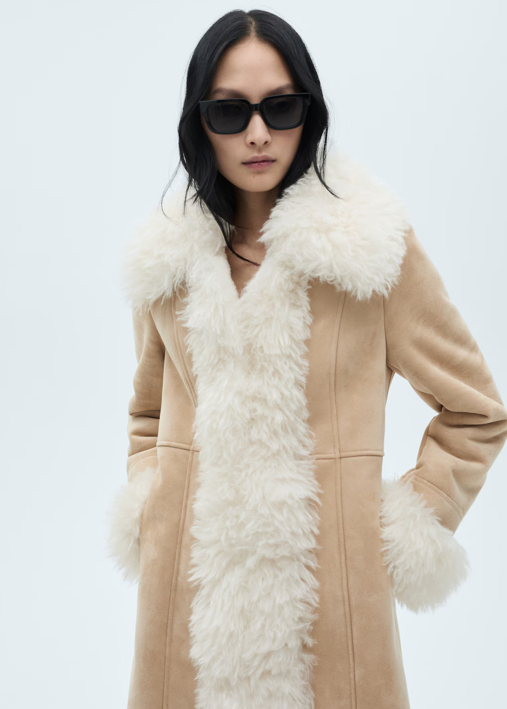 Shearling-lined coat - Women | MANGO USA | Mango (US/MX/AU)
