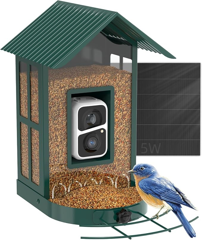 Soliom- Bird Feeder with Camera, 5W Solar Powered, AI Identify Species, Smart Wild Bird Watching,... | Amazon (US)