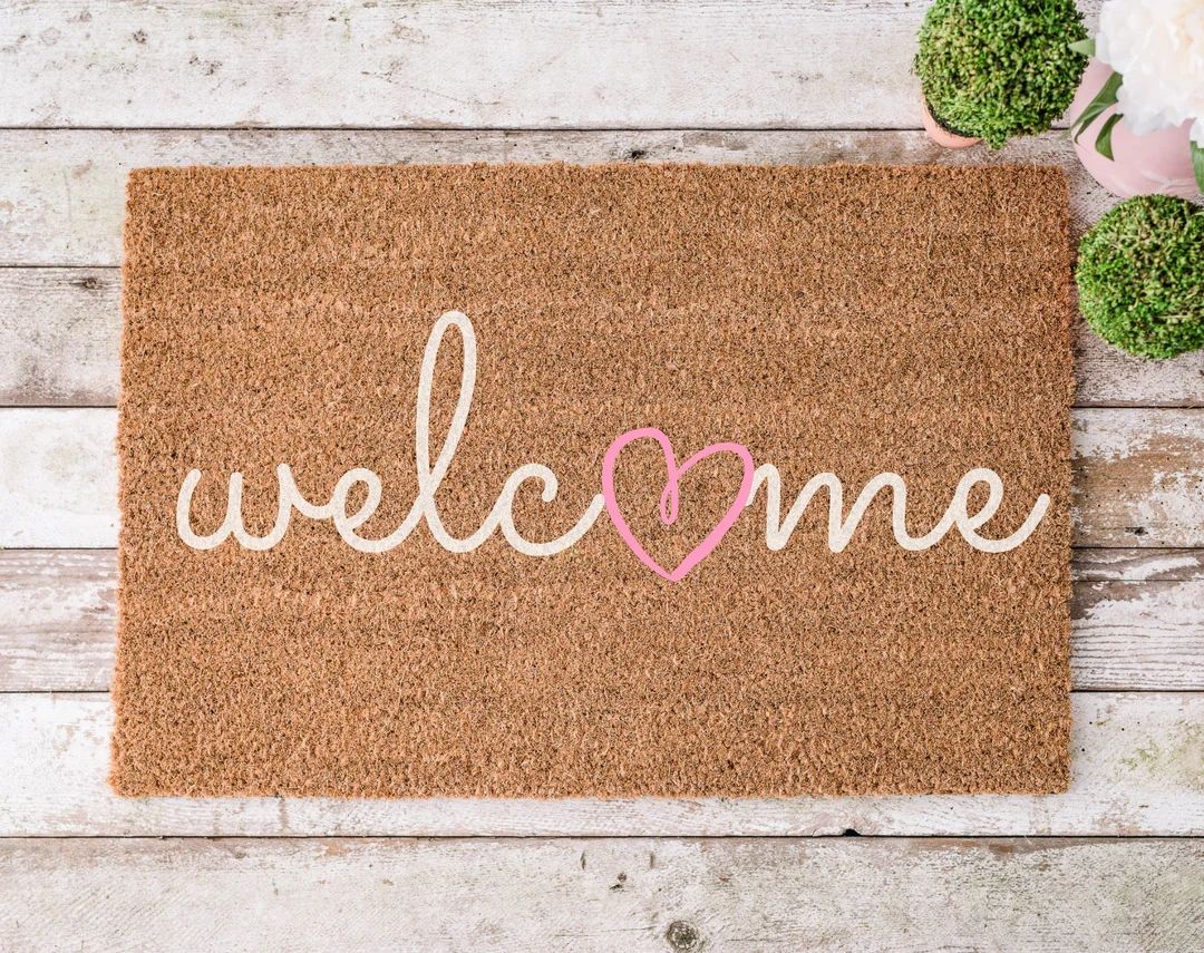 Cute Welcome Valentines Doormat - Etsy | Etsy (US)