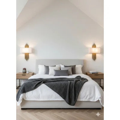 1 Light Gold Rod Wall Sconce With White Shade | Wayfair North America