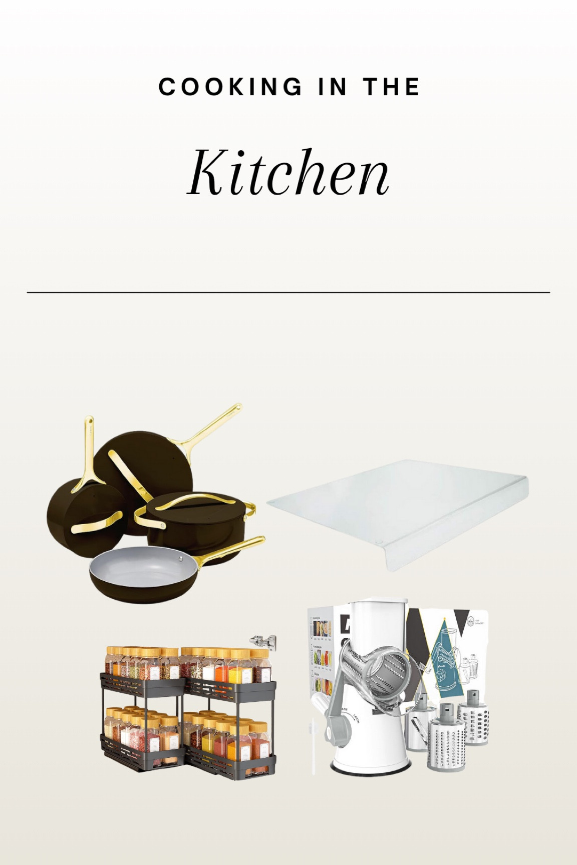 My pan set for flawless meals, organization racks for all my seasonings, a cheese grater for quick prep, and an acrylic cutting board to keep things neat. Everything in its place for the perfect kitchen setup! 🍳

Follow for more @OPERATION_NIKI on IG, TikTok, & Facebook sahm, home essentials, mom hacks, organized home, mom must haves, cleaning tips, organization, bedroom clean, cleaning, organization, cleaning tools, mattress vacuum, house odors, house spray, christmas gifts, fall outfit inspo, holidays, cleaning, motivation, clean with me, cleaning tips, scrub daddy 

#LTKMostLoved #LTKFamily #LTKHome