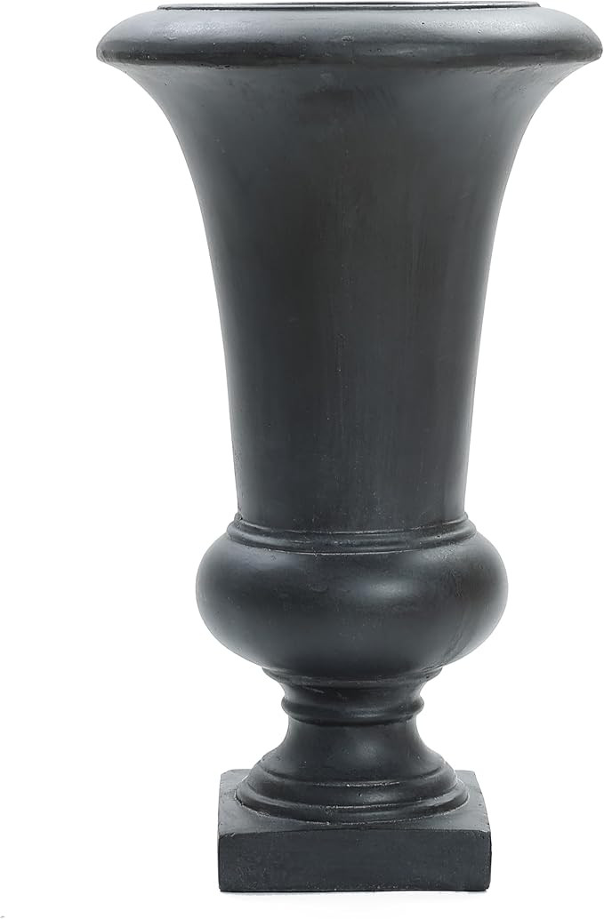 LuxenHome 22" Fiber Stone Tall Urn Planter for Outdoor Plants, Gray Large Flower Pots for Front P... | Amazon (US)