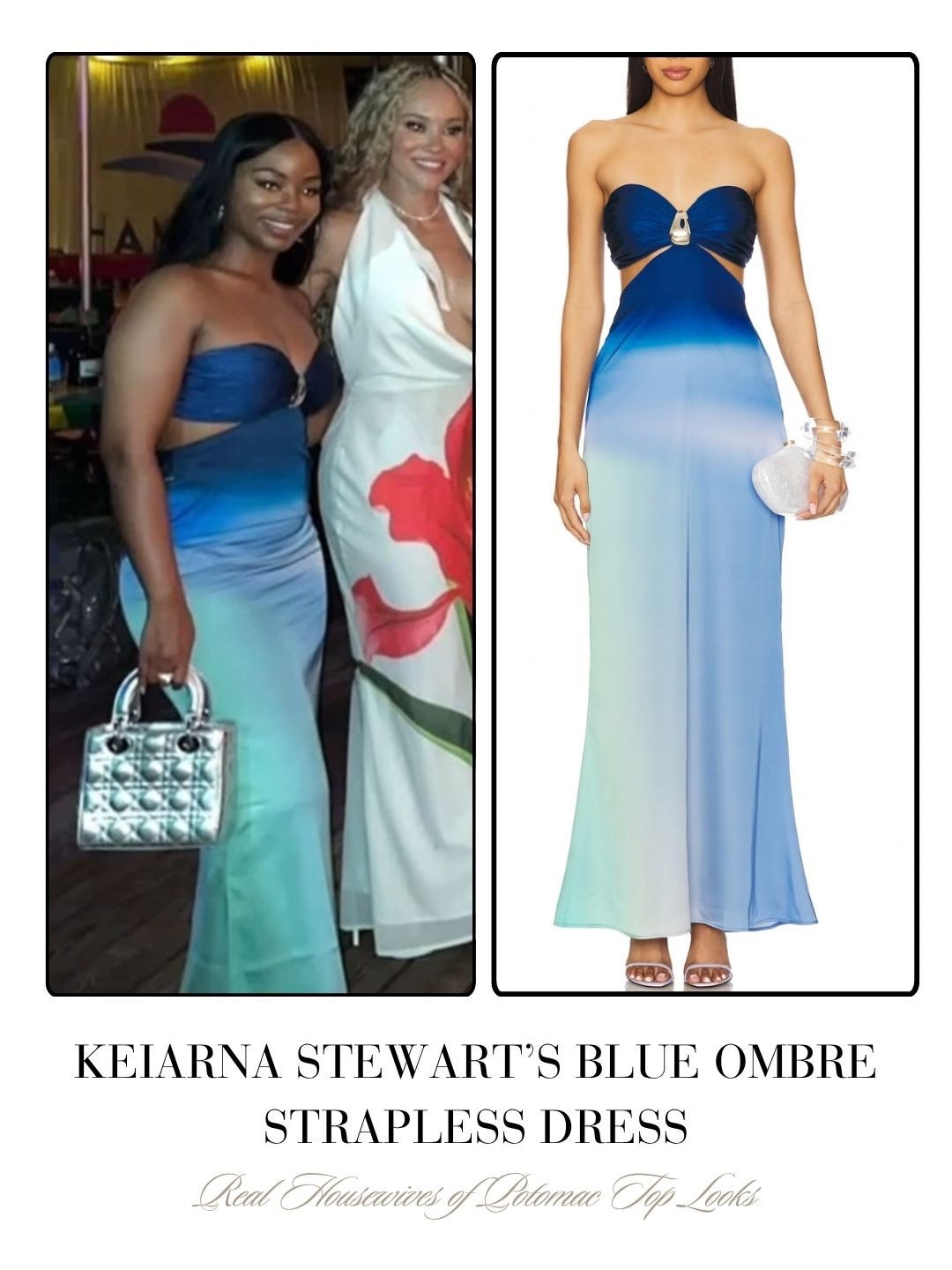 Keiarna Stewart’s Blue Ombré Strapless Maxi Dress