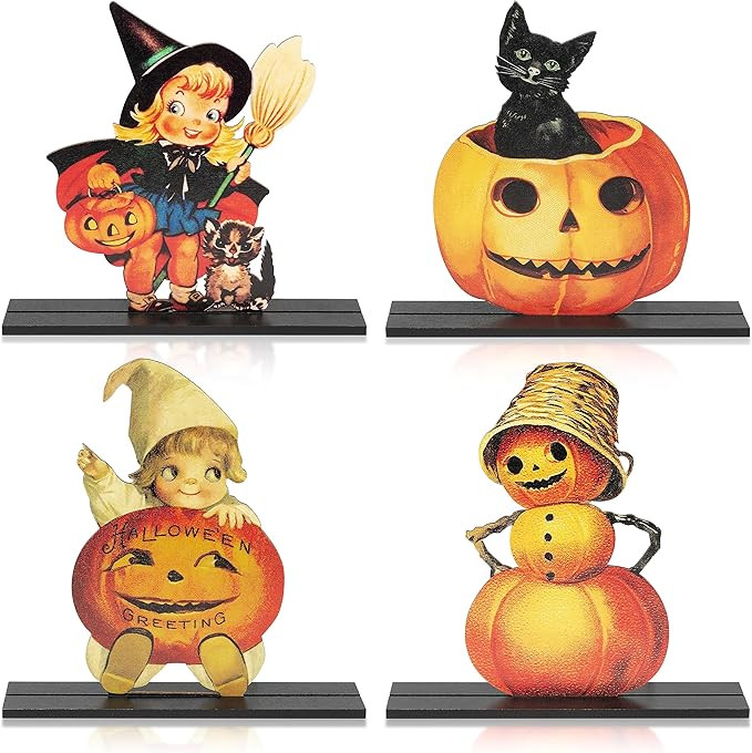 W1cwey 4pcs Vintage Halloween Victorian Table Topper Wooden Centerpiece Decorations, Victorian St... | Amazon (US)