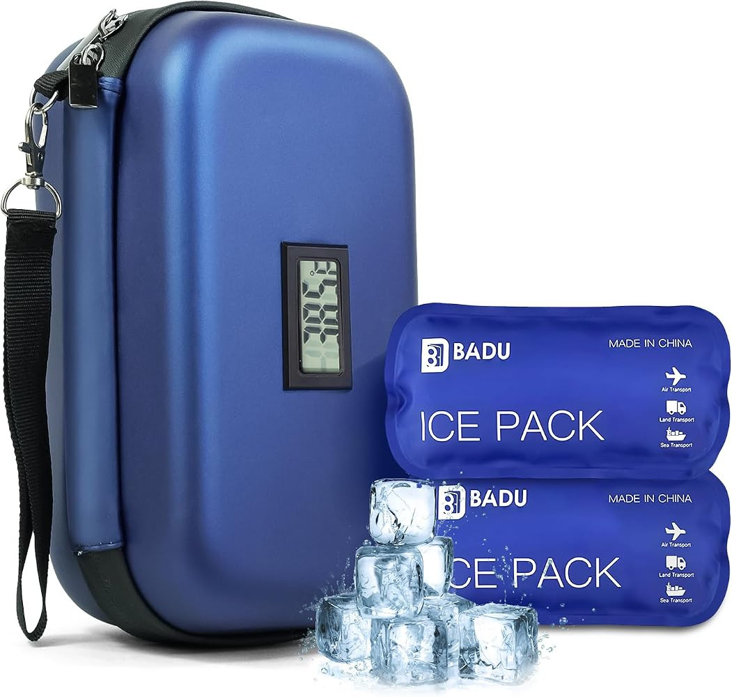 Gosemai Insulin Cooler Travel Case TSA Approved 2*180g IcePack Temp Display | Amazon (US)