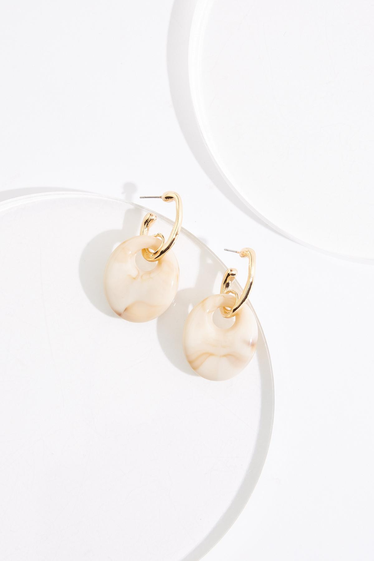 Marbled Lucite Linked Hoop Earrings | Cato Fashions