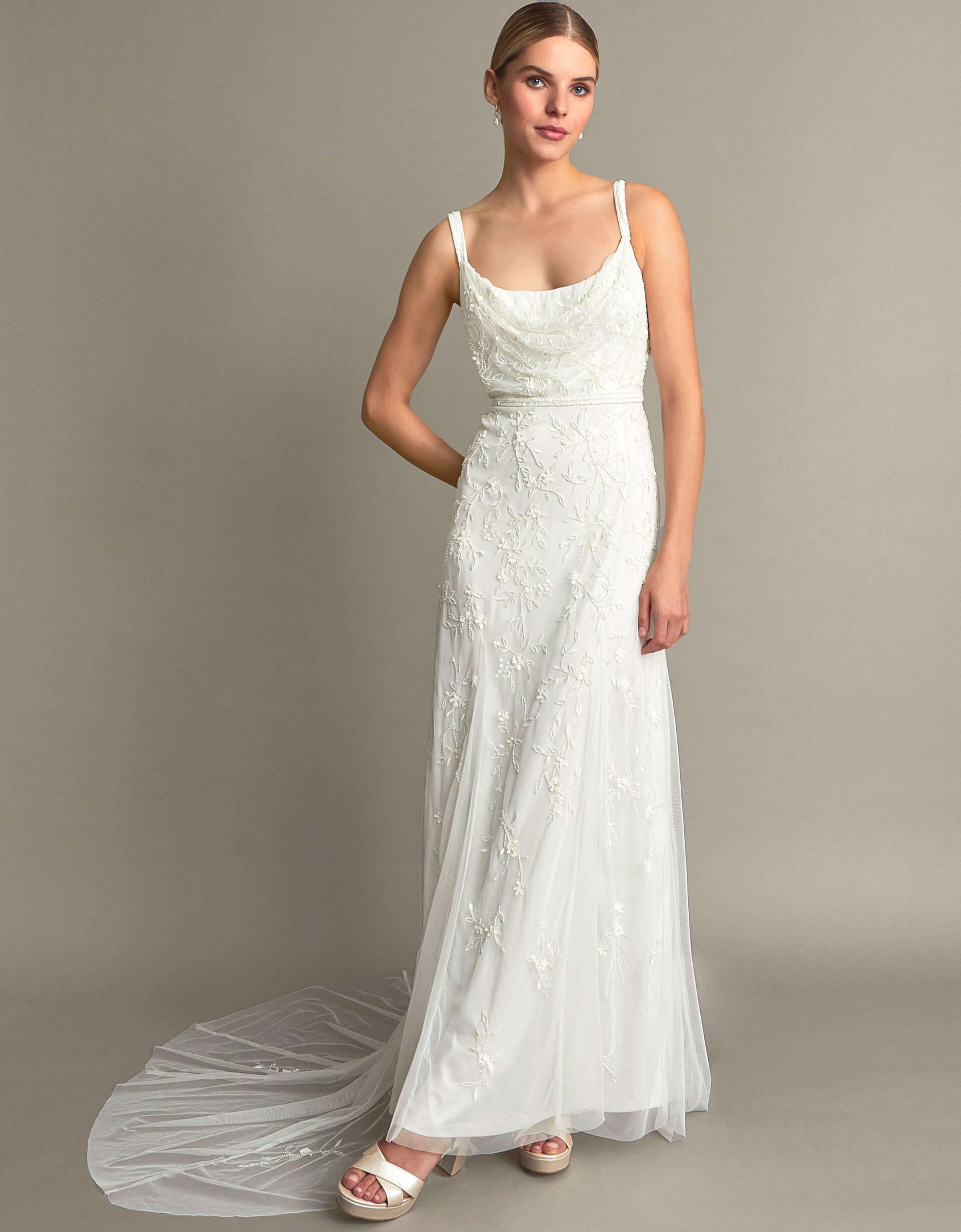Holly Cowl Neck Bridal Dress Ivory | Monsoon (UK)