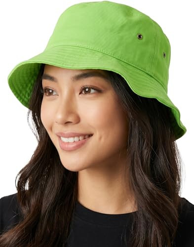 Funky Junque Vintage 90s Neon Green Bucket Hat for Women, 100% Cotton, Relaxed Fit, Packable Festival Sun Cap - Neon Green | Amazon (US)