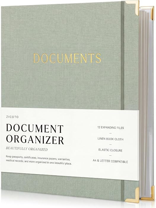 Important Document Organizer Set with Folders - Complete Linen Ring Binder Set Safely Stores All ... | Amazon (US)