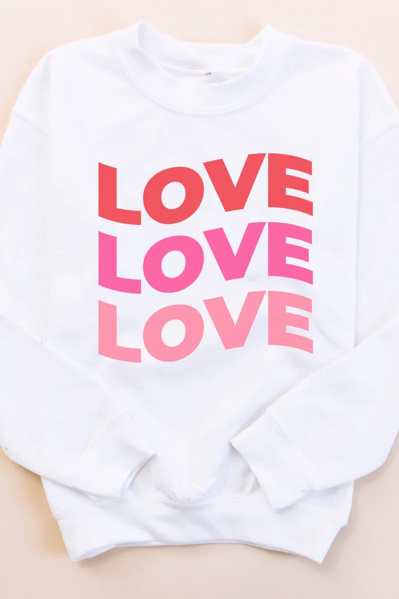 Love Ombre Wave White Kids Graphic Sweatshirt | The Pink Lily Boutique