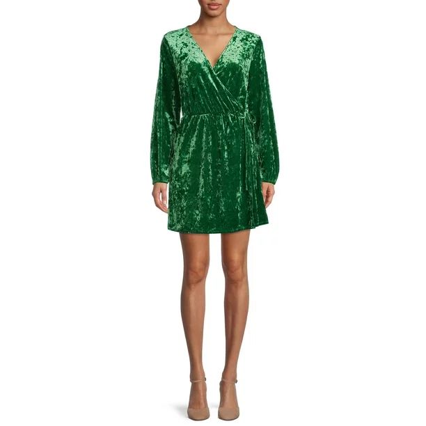 The Get Women's Velvet Wrap Mini Dress - Walmart.com | Walmart (US)