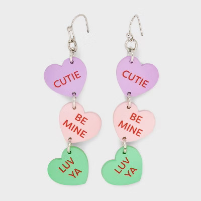 Sweetheart Scattered Heart Drop Earrings | Target