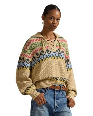 Ralph Lauren Fair Isle Lace-Up Sweater | Bloomingdale's Women | Bloomingdale's (AU)