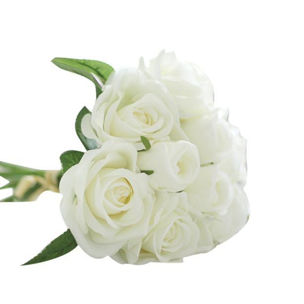 9 Heads Artificial Silk Fake Flowers Leaf Rose Wedding Floral Decor Bouquet | Walmart (US)